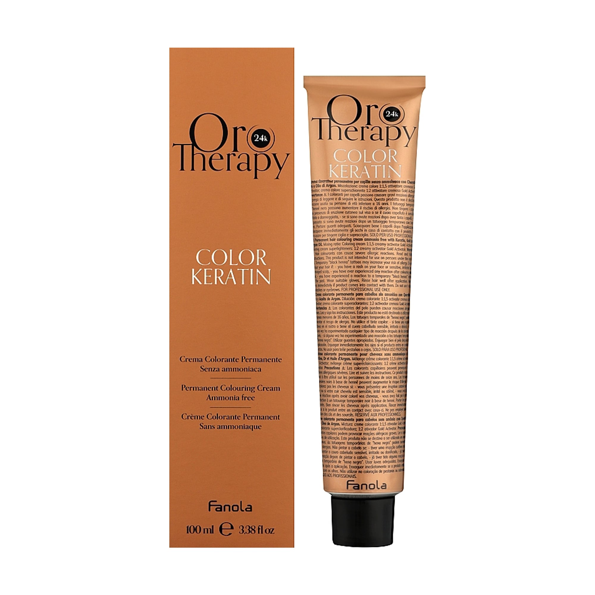 Уцінка! Безаміачна крем-фарба для волосся Fanola Oro Therapy Color Keratin Oro Puro 5.2 Light Chestnut Violet, 100 мл
